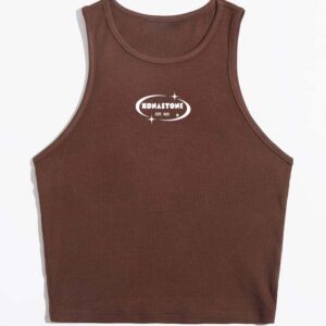 K-Stone Crop Tank Top (Brown)